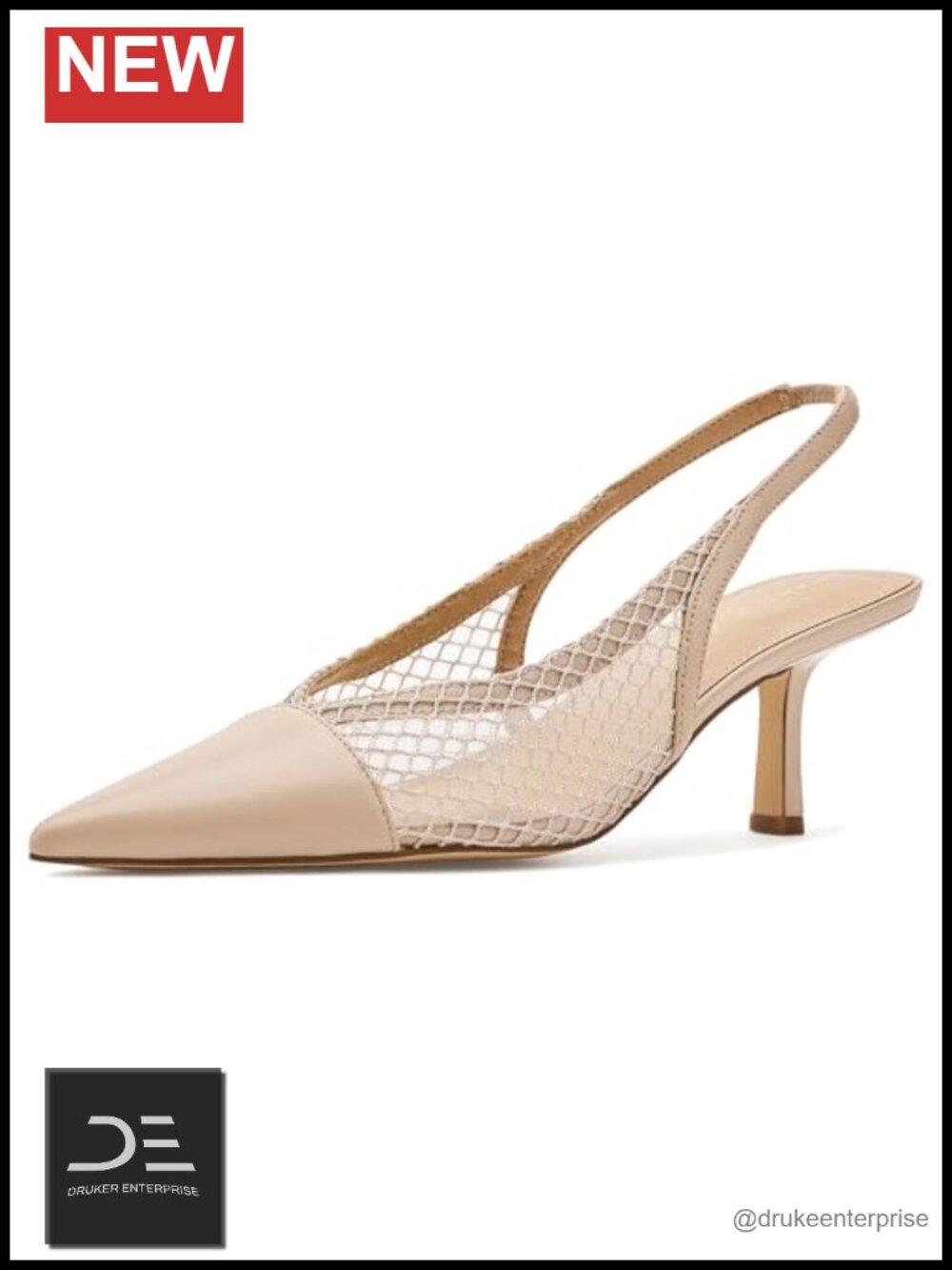 Pointed Toe Slingback Stiletto Heel Pumps Mesh Dress Shoes